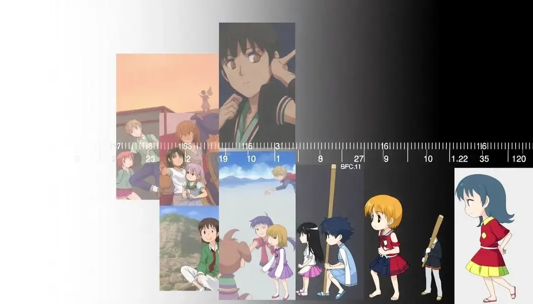 A collage illustrating anime's transition from cel animation to CGI, blending vintage and modern styles.