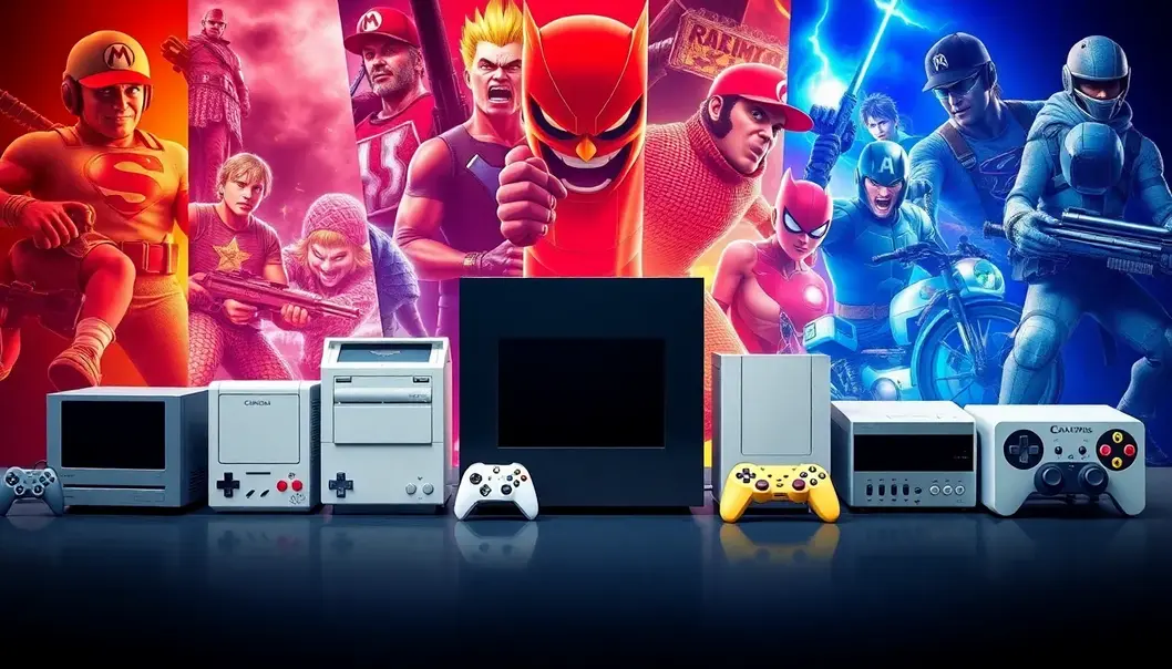 Image of various gaming consoles representing the evolution of video games.
